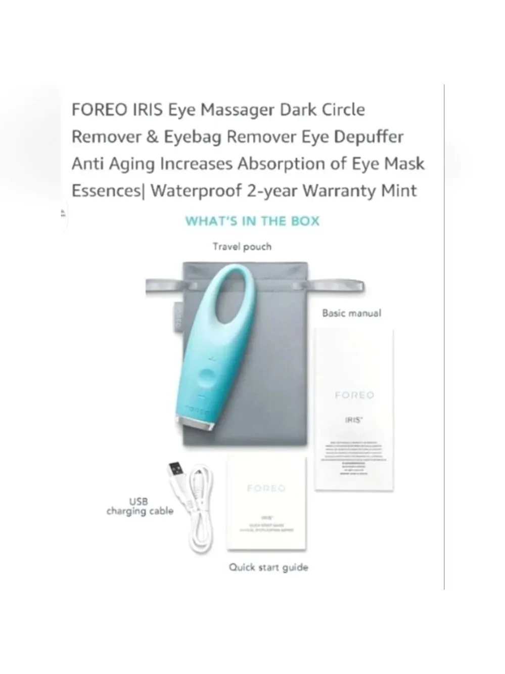 FOREO IRIS Illuminating Eye Massager in Mint NIP